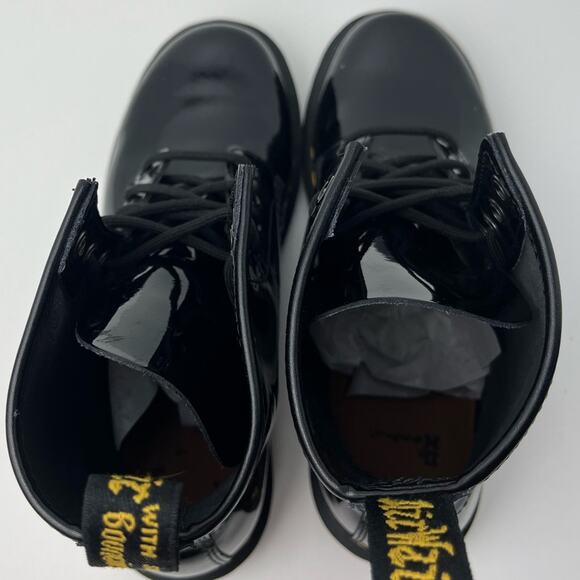 Dr. Martens Black Patent Leather Classic 1460 Lace Up Combat Boots - Picture 4 of 12